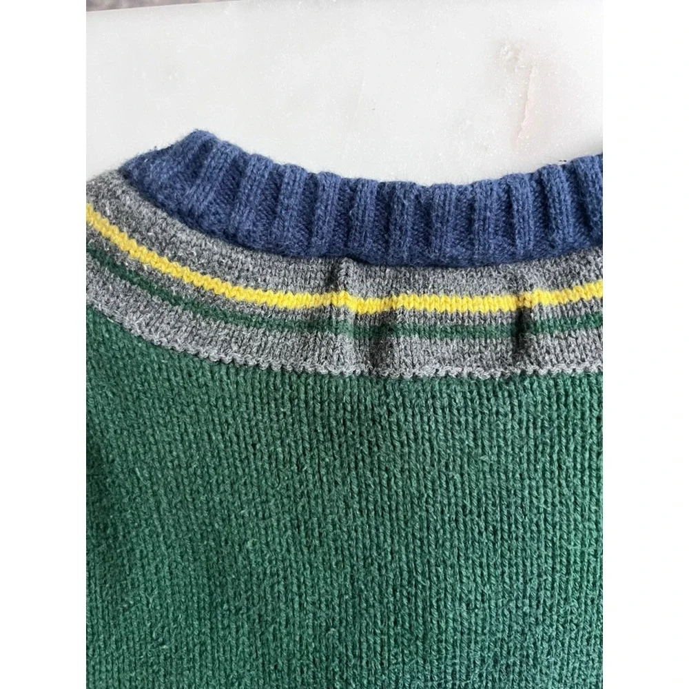 Gymboree Vintage Cotton V-Neck Sweater Green Preppy Classic Boys size XL